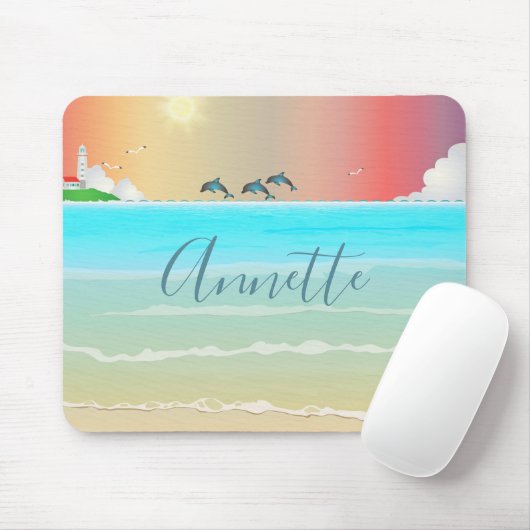 Beachte Maus Pad mit Delphinen Mousepad (Mit Mouse)