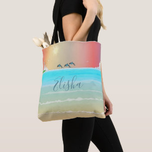 Beachte Tote Tasche mit Delphinen Light House