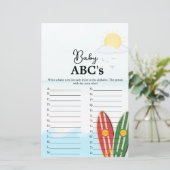 Beachthema Baby Abc's Baby-Dusche-Spiel (Stehend Vorderseite)