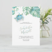 Beachthema Engagement Party lädt Wasserfarbe ein (Stehend Vorderseite)