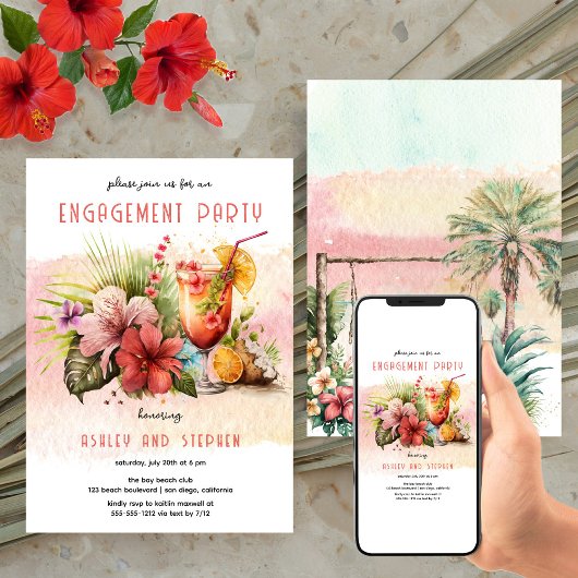 Beachtropische Cocktails-Party Einladung
