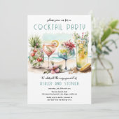 Beachtropische Cocktails-Party Einladung (Stehend Vorderseite)