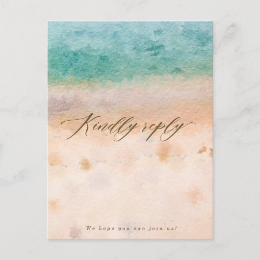 Beachtropische Hochzeit Rsvp Postkarte (Vorderseite)