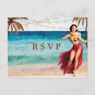 Beachtropische Hula Hochzeit rsvp Postkarte