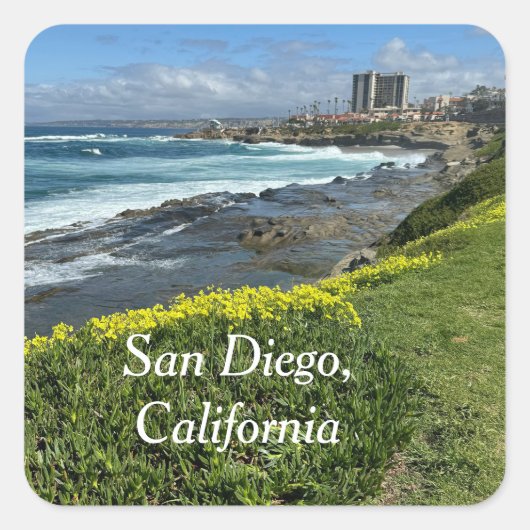 Beachview in San Diego, CA Quadratischer Aufkleber (Vorderseite)
