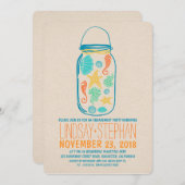 Beachvolleyparty mit Nautikmauer einladen Einladung (Vorne/Hinten)