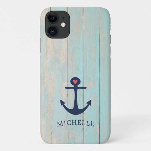 Beachwald Nautical Anchor Personalisiert Case-Mate iPhone Hülle (Rückseite)