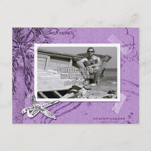 Beachwalker Collage Violet Foto Frame Postkarte (Vorderseite)