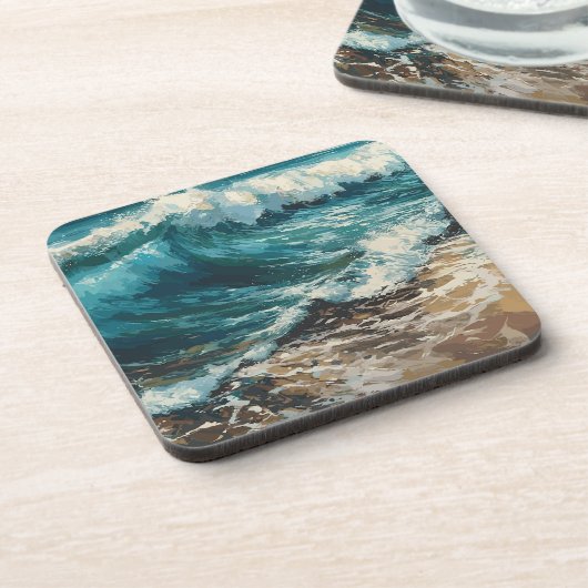 Beachwaves und Sandmalerei Getränkeuntersetzer (Linke Seite)