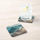 Beachwaves und Sandmalerei Getränkeuntersetzer (Rechte Seite)