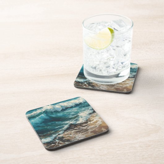 Beachwaves und Sandmalerei Getränkeuntersetzer (Rechte Seite)