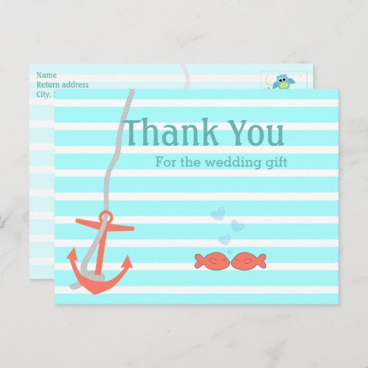 Beachy Anchor Vielen Dank Postkarte (Vorne/Hinten)