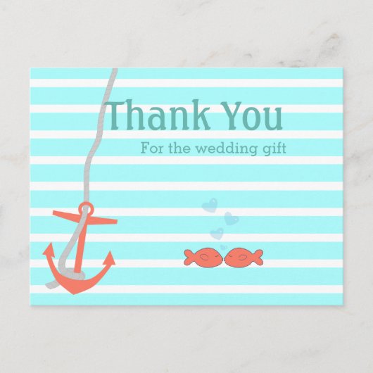 Beachy Anchor Vielen Dank Postkarte (Vorderseite)