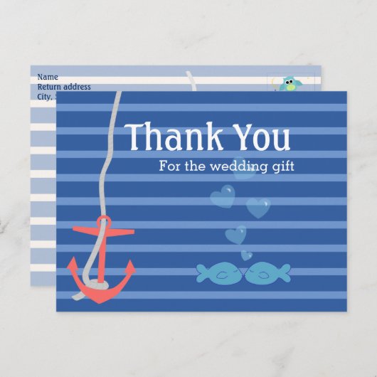 Beachy Anchor Vielen Dank Postkarte (Vorne/Hinten)
