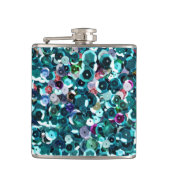 Beachy Aqua-blaue ImitatSequins Flachmann (Vorderseite)
