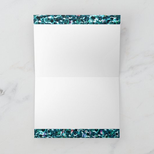 Beachy Aqua-blaue ImitatSequins Karte (Innenseite)