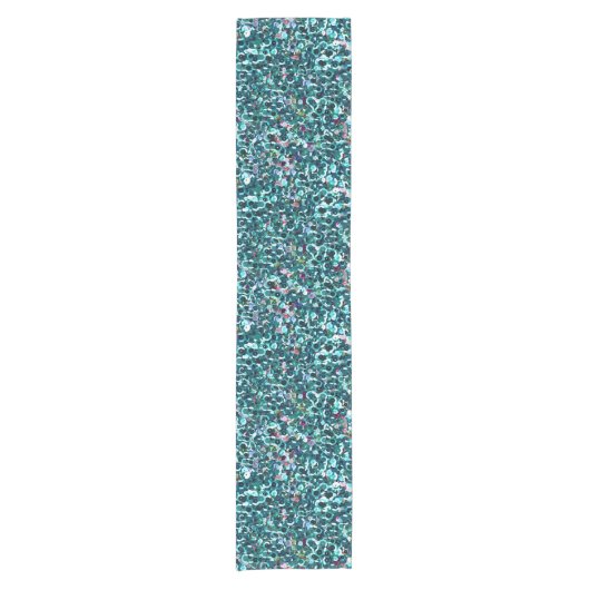 Beachy Aqua-blaue ImitatSequins Kurzer Tischläufer (Vorderseite)