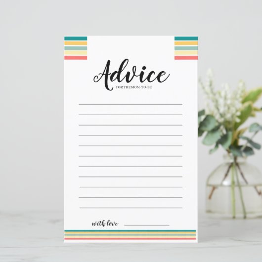 Beachy Baby Shower Advice Card (Stehend Vorderseite)