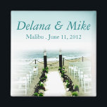 Beachy Beach Wedding Gefallen Keepake Magnet<br><div class="desc">Dieser Gastgeschenk Hochzeit Magnet am Strand ist leicht zu gestalten, um Ihre eigenen Schriftart- und Textanforderungen zu erfüllen. Für dieses Design stehen auch passende Datumsankündigungen, Einladungen, Postkarten, RSVP-Karten und Aufkleber zur Verfügung. Wenn Sie Hilfe benötigen, Fragen haben oder möchten, dass andere koordinierte Produkte zu diesem Magneten passen, kontaktieren Sie mich...</div>