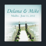 Beachy Beach Wedding Gefallen Keepake Magnet<br><div class="desc">Dieser Gastgeschenk Hochzeit Magnet am Strand ist leicht zu gestalten, um Ihre eigenen Schriftart- und Textanforderungen zu erfüllen. Für dieses Design stehen auch passende Datumsankündigungen, Einladungen, Postkarten, RSVP-Karten und Aufkleber zur Verfügung. Wenn Sie Hilfe benötigen, Fragen haben oder möchten, dass andere koordinierte Produkte zu diesem Magneten passen, kontaktieren Sie mich...</div>