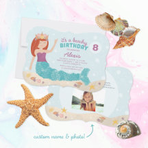 Beachy Birthday Mermaid Einladung Lila Aquamarin