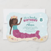 Beachy Birthday Mermaid Einladung Pink Aquamarin (Vorderseite)