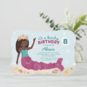 Beachy Birthday Mermaid Einladung Pink Aquamarin (Stehend Vorderseite)