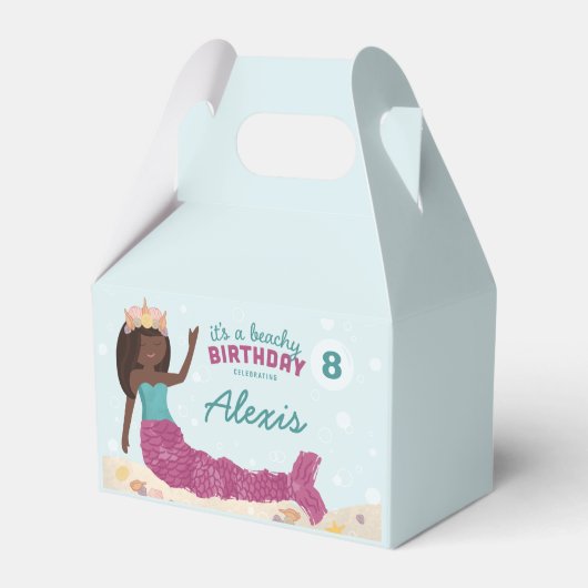 Beachy Birthday Mermaid Gevor Box Pink Aquamarin Geschenkschachtel (Vorderseite)