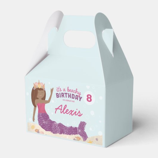 Beachy Birthday Mermaid Gevor Box Pink Aquamarin Geschenkschachtel (Vorderseite)