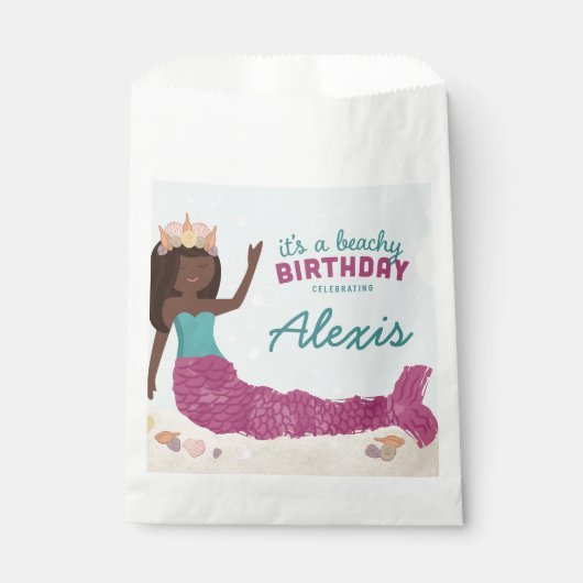 Beachy Birthday Mermaid Gevor Box Pink Aquamarin Geschenktütchen (Vorderseite)