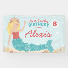 Beachy Birthday Mermaid Peach Aquamarin Banner