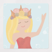 Beachy Birthday Mermaid Peach Aquamarin Etiketten (Design 1)