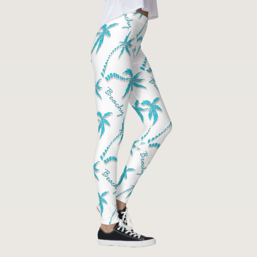 Beachy blaue Insel der Palme Leggings (Rechts)
