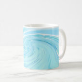Beachy Blue Abstrakt Acrylic Pour Kaffeetasse (VorderseiteRechts)