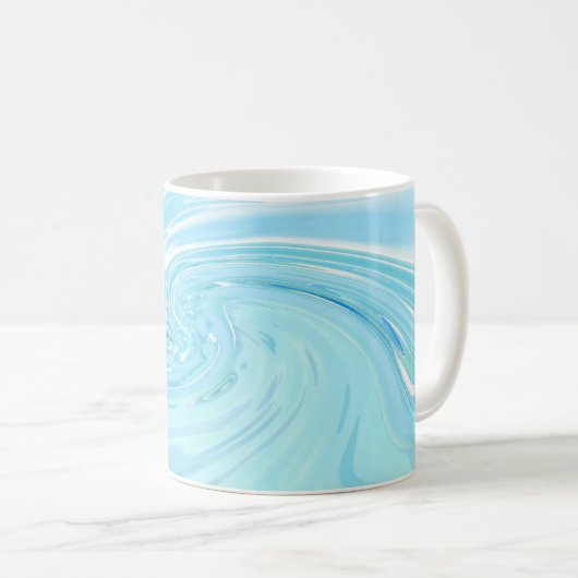 Beachy Blue Abstrakt Acrylic Pour Kaffeetasse (VorderseiteRechts)