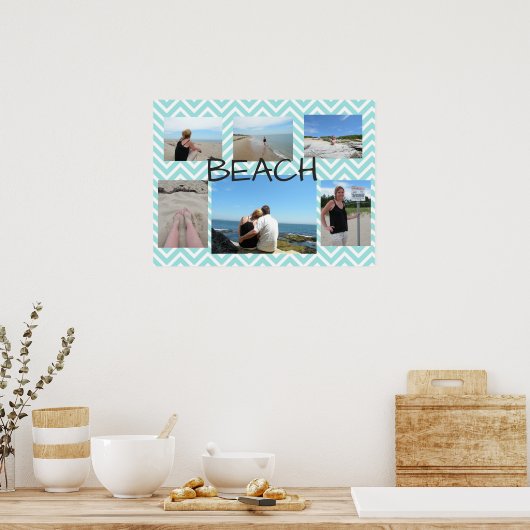 Beachy Blue Multi Picture Personalisiert Poster (Küche)