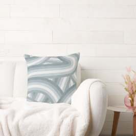 Beachy Blue Retro Regenbogen Streifen Muster Kissen
