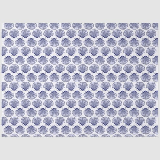 Beachy Blue Scallop Shells Seashells Seidenpapier (Vorderseite)
