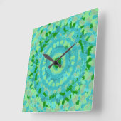 Beachy Blue und Green Clay Art Quadratische Wanduhr (Winkel)