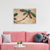 Beachy Blue und Green Dragonfly Flit Leinwanddruck (Insitu (Wohnzimmer))