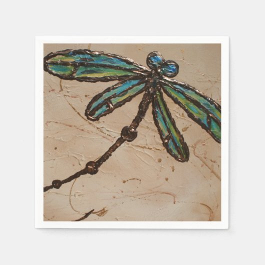 Beachy Blue und Green Dragonfly Flit Serviette (Vorderseite)