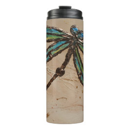 Beachy Blue und Green Dragonfly Flit Thermosbecher