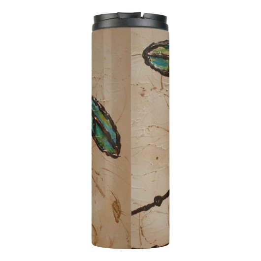 Beachy Blue und Green Dragonfly Flit Thermosbecher (Rückseite)