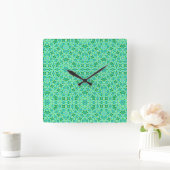 Beachy Blue und Green Mosaics Quadratische Wanduhr (Zuhause)