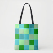 Beachy Blue und Green Squares Tasche (Vorderseite)