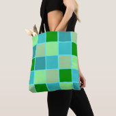 Beachy Blue und Green Squares Tasche (Von Nahem)