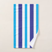 Beachy Blue White Stripes Badhandtuch Set (Handtuch)