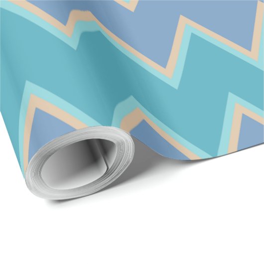 Beachy Blue Zickzack Geschenkpapier (Rolleneckpunkt)