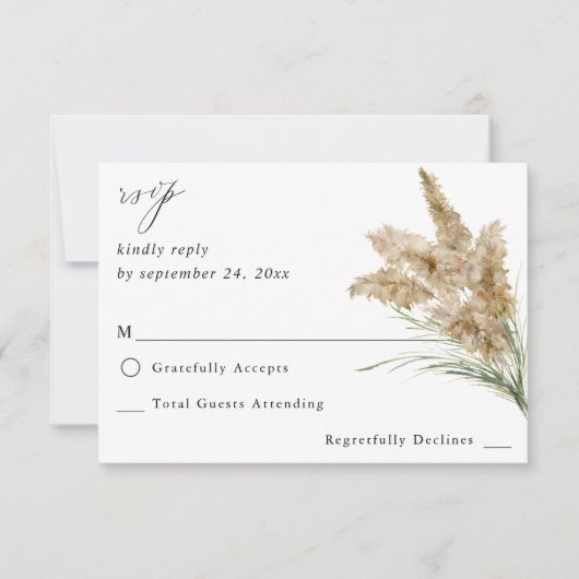 Beachy Boho Pampas Grass on Meal UAWG RSVP Karte (Vorderseite)