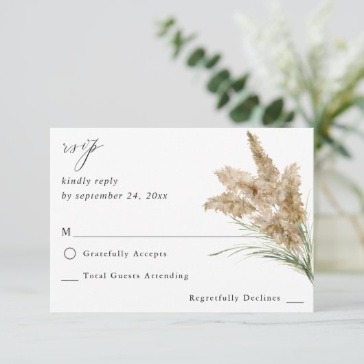Beachy Boho Pampas Grass on Meal UAWG RSVP Karte (Stehend Vorderseite)